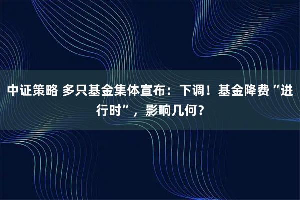 中证策略 多只基金集体宣布：下调！基金降费“进行时”，影响几何？